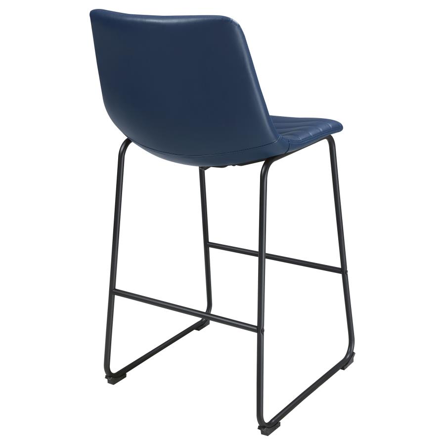 (image for) Zuni Faux Leather Upholstered Bar Chair Blue (Set of 2)