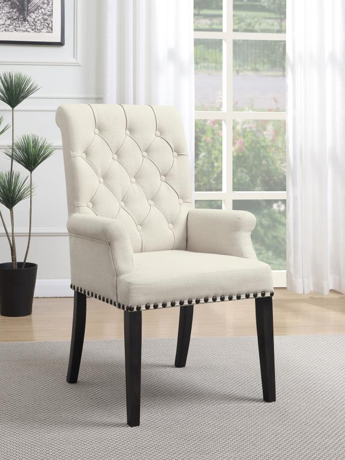 (image for) Alana Fabric Upholstered Dining Arm Chair Beige