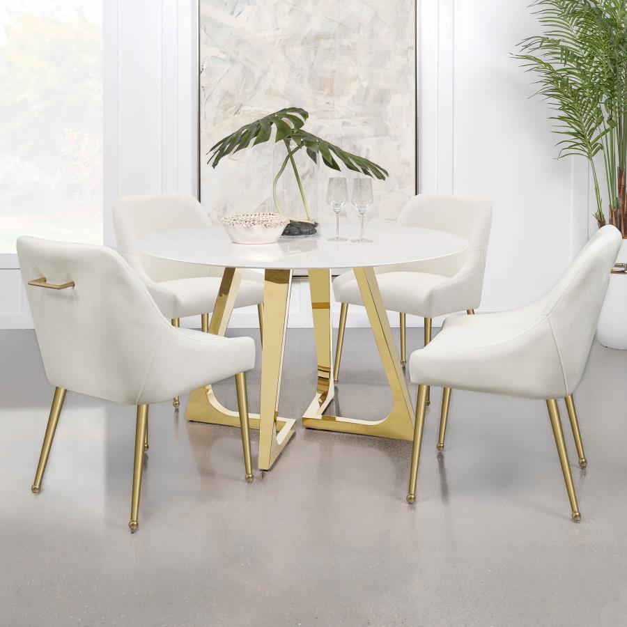 (image for) Mayette Upholstered Dining Side Chair Ivory (Set of 2)