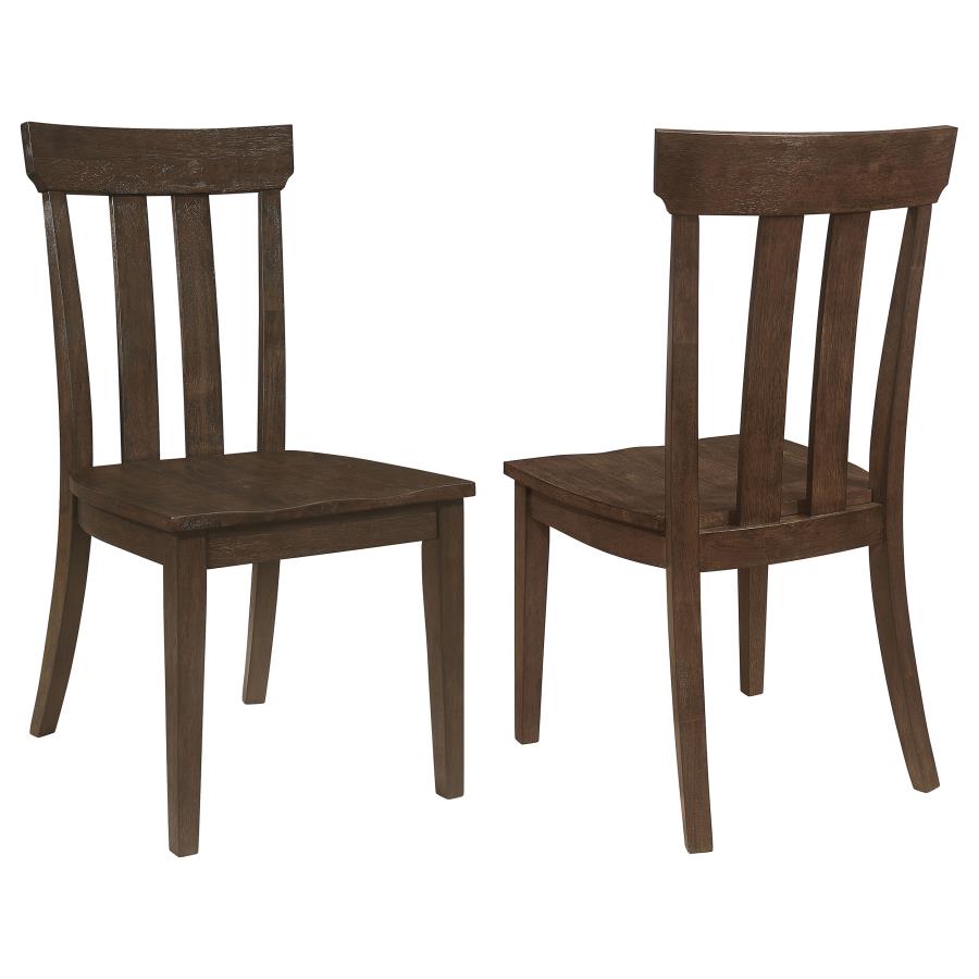 (image for) Reynolds Slat Back Dining Side Chair Brown Oak (Set of 2)