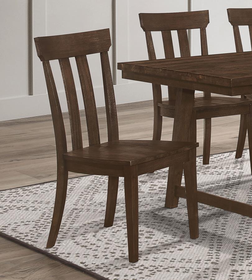 (image for) Reynolds Slat Back Dining Side Chair Brown Oak (Set of 2)