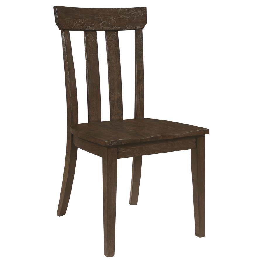 (image for) Reynolds Slat Back Dining Side Chair Brown Oak (Set of 2)