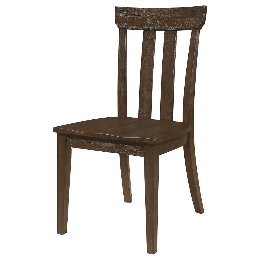 (image for) Reynolds Slat Back Dining Side Chair Brown Oak (Set of 2)