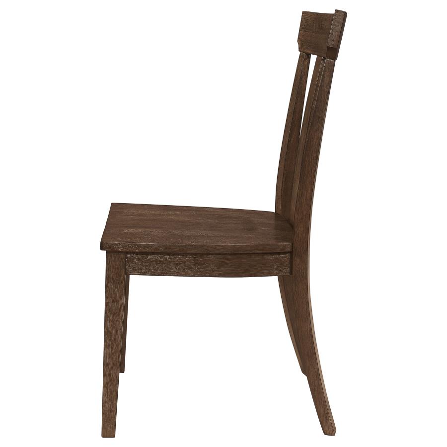 (image for) Reynolds Slat Back Dining Side Chair Brown Oak (Set of 2)