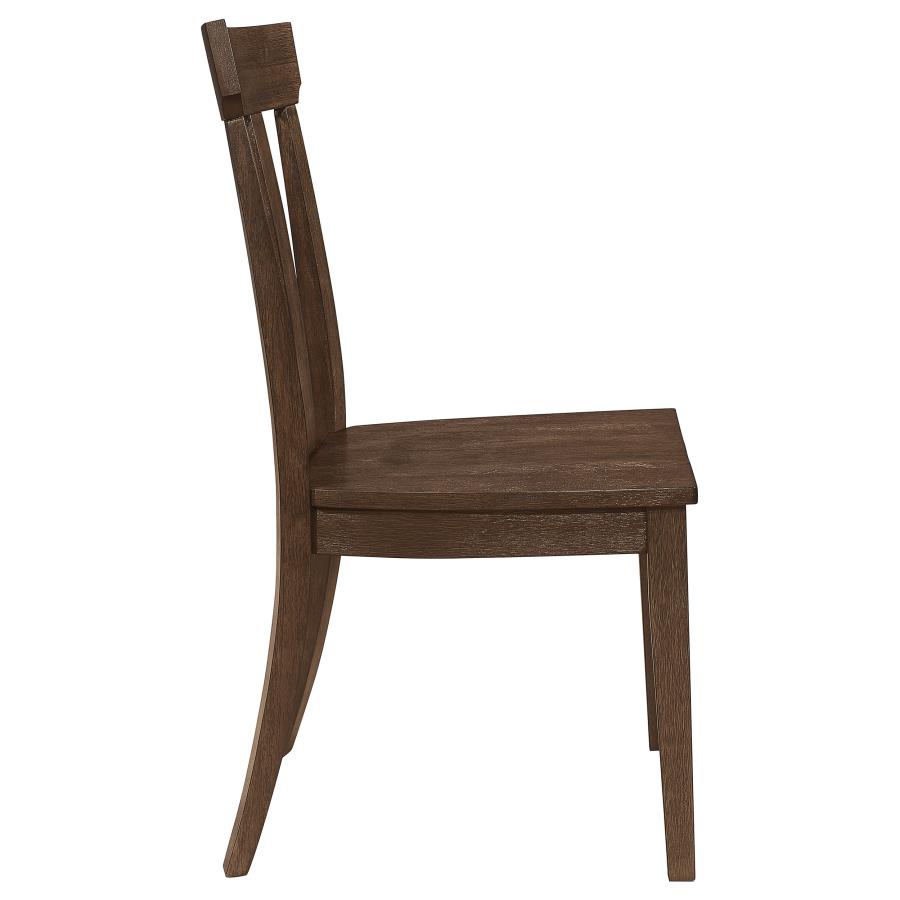 (image for) Reynolds Slat Back Dining Side Chair Brown Oak (Set of 2)