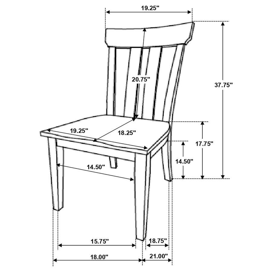 (image for) Reynolds Slat Back Dining Side Chair Brown Oak (Set of 2)