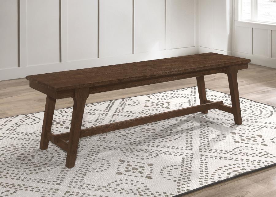 (image for) Reynolds Wood Trestle Base Dining Bench Brown Oak