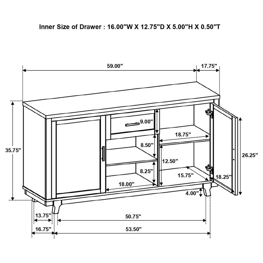 (image for) Reynolds 2-door Sideboard Buffet Storage Cabinet Brown Oak