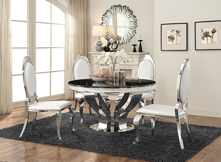 (image for) Anchorage 5-piece Round Stainless Steel Dining Set Chrome