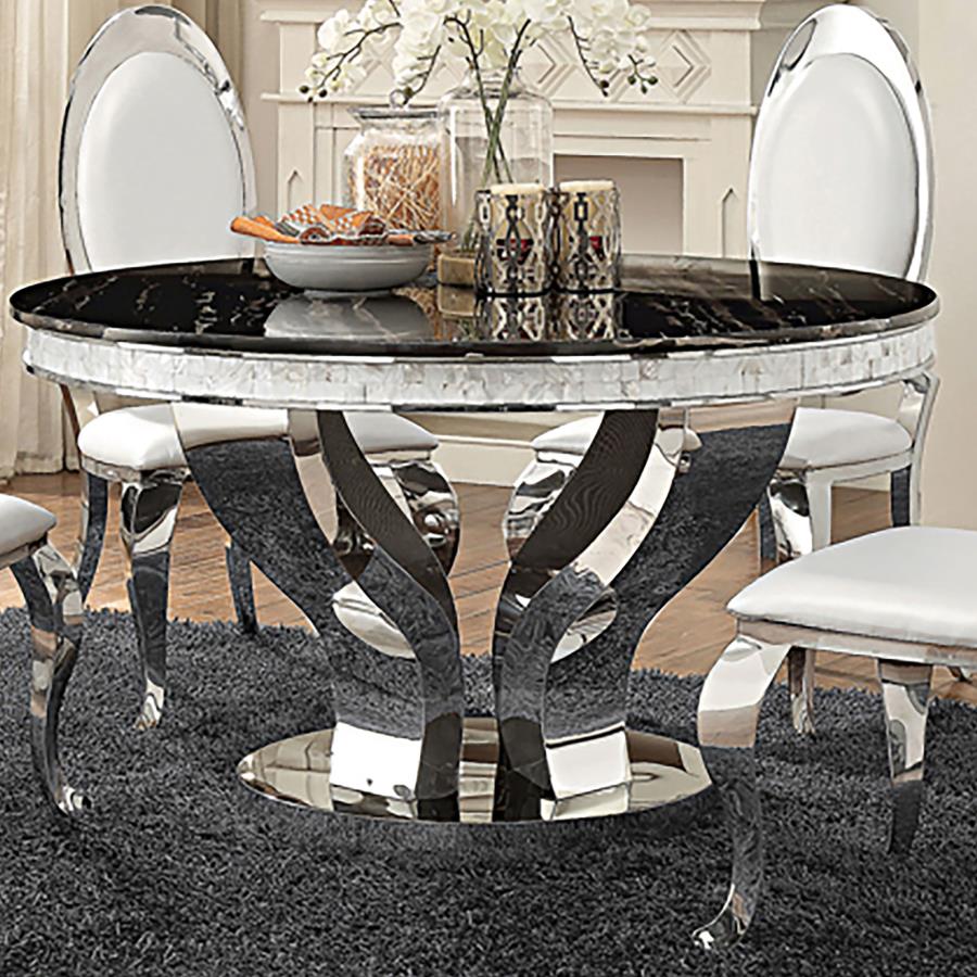 (image for) Anchorage Round 51-inch Glass Top Dining Table Chrome