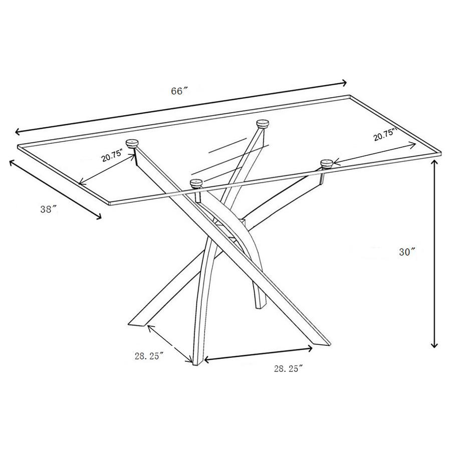 (image for) Carmelo 5-piece Rectangular Glass Top Dining Set Chrome