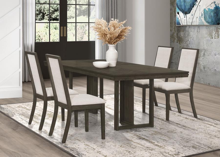 (image for) Kelly 5-piece Rectangular Dining Table Set Dark Grey - Click Image to Close