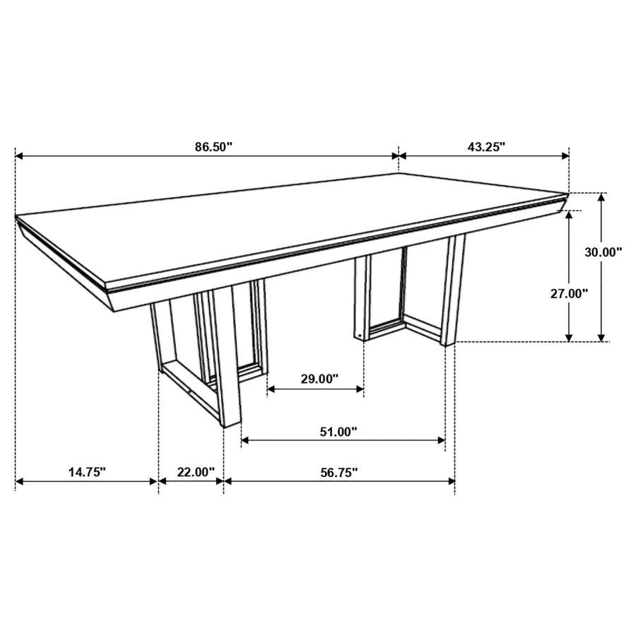 (image for) Kelly Rectangular 87-inch Wood Dining Table Dark Grey