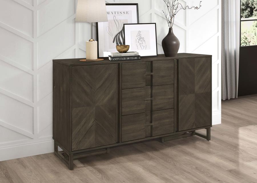 (image for) Kelly 3-drawer Storage Dining Sideboard Buffet Dark Grey