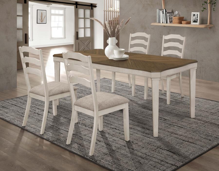 (image for) Ronnie 5-piece Rectangular Dining Table Set Rustic Cream - Click Image to Close