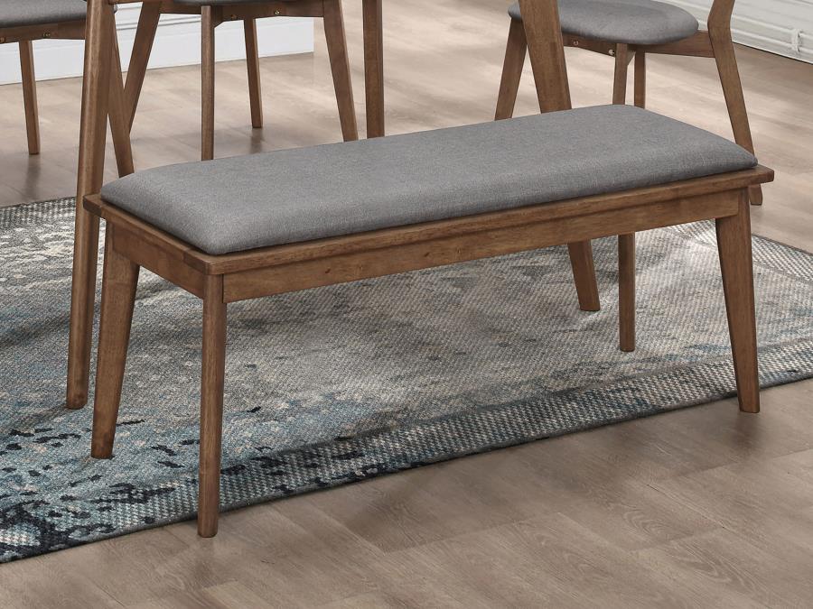 (image for) Alfredo Upholstered Dining Bench Grey and Natural Walnut