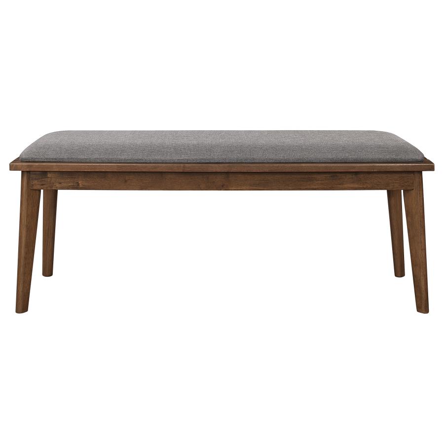 (image for) Alfredo Upholstered Dining Bench Grey and Natural Walnut