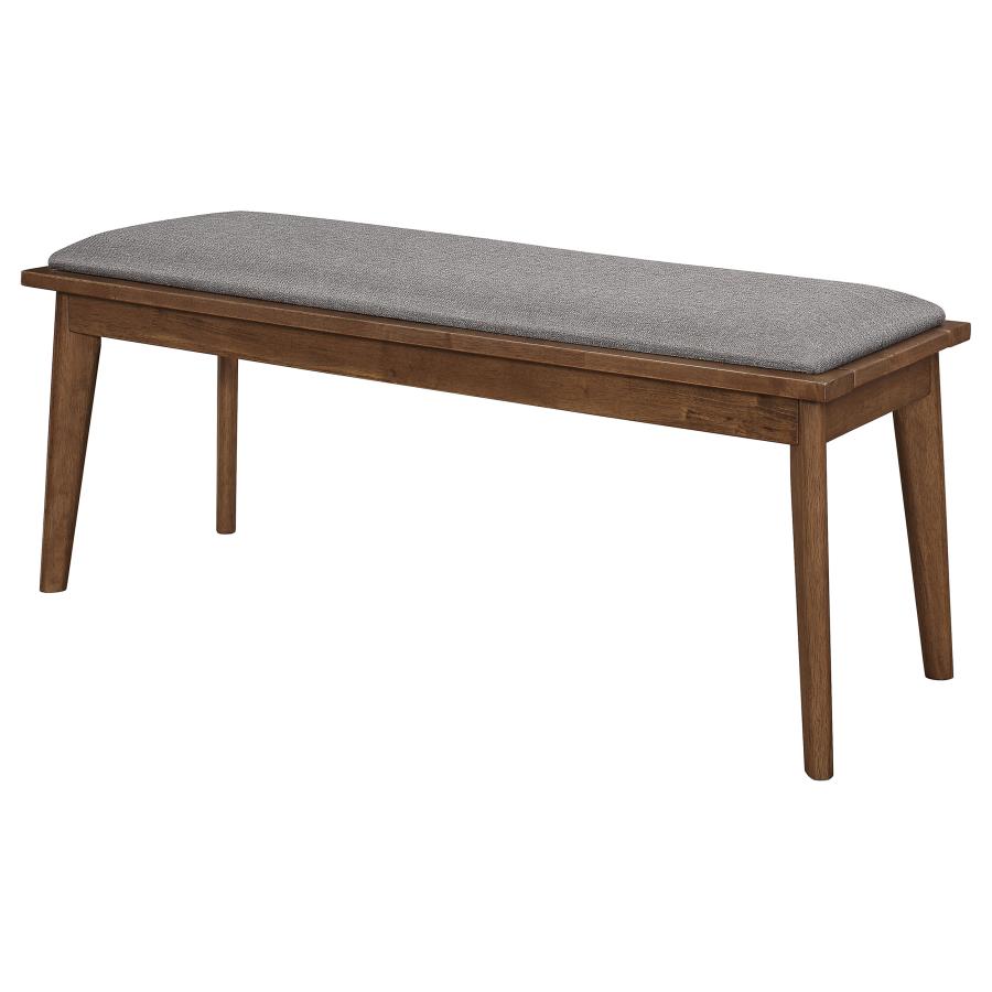 (image for) Alfredo Upholstered Dining Bench Grey and Natural Walnut