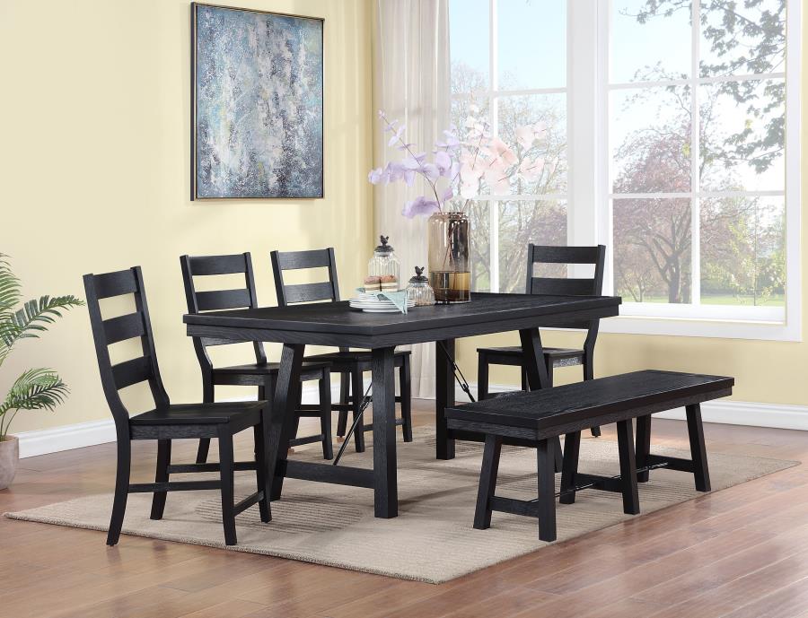 (image for) Newport 6-piece Rectangular Trestle Dining Table Set Black