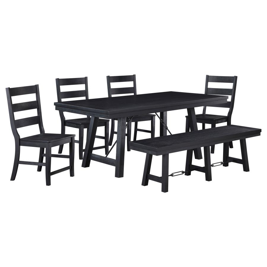 (image for) Newport 6-piece Rectangular Trestle Dining Table Set Black