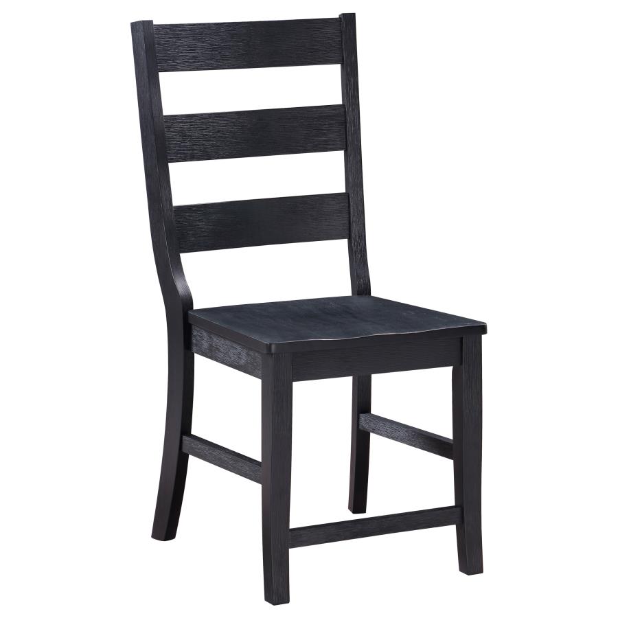 (image for) Newport Ladder Back Wood Dining Side Chair Black (Set of 2)