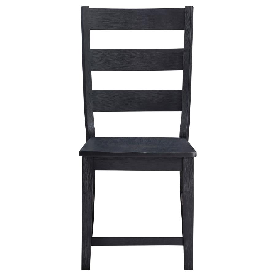 (image for) Newport Ladder Back Wood Dining Side Chair Black (Set of 2)