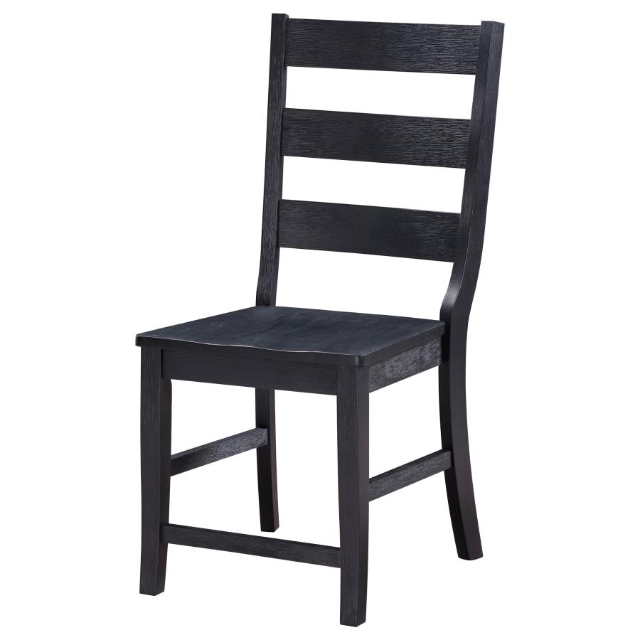 (image for) Newport Ladder Back Wood Dining Side Chair Black (Set of 2)