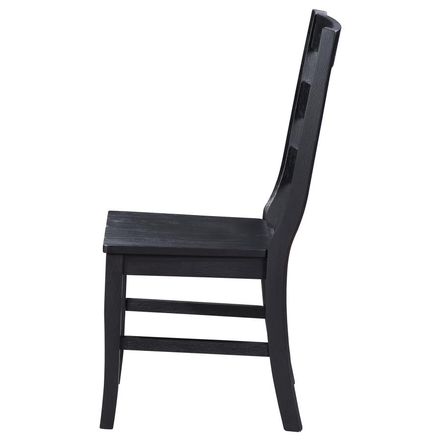 (image for) Newport Ladder Back Wood Dining Side Chair Black (Set of 2)