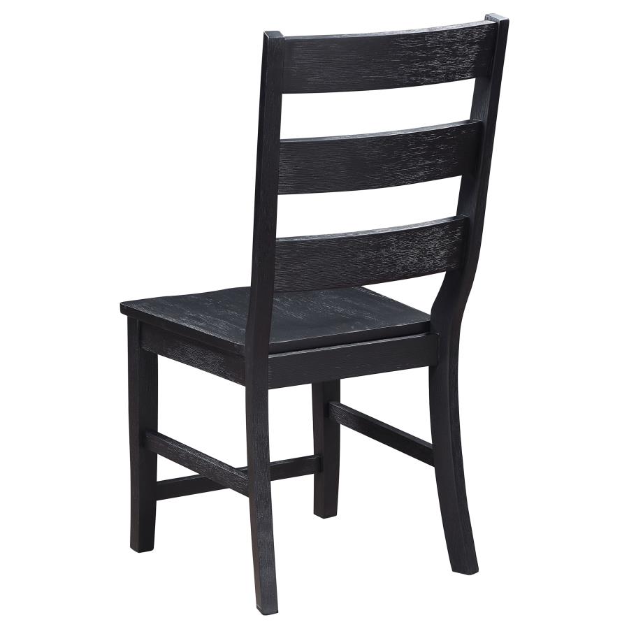 (image for) Newport Ladder Back Wood Dining Side Chair Black (Set of 2)