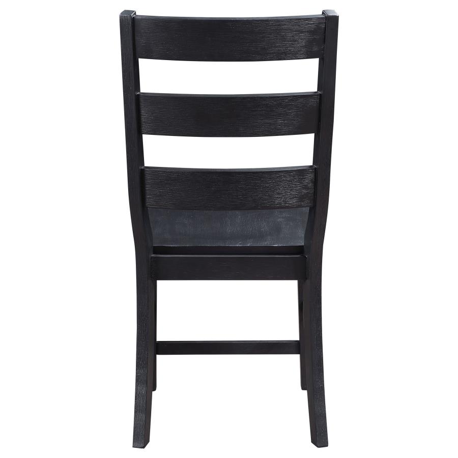 (image for) Newport Ladder Back Wood Dining Side Chair Black (Set of 2)