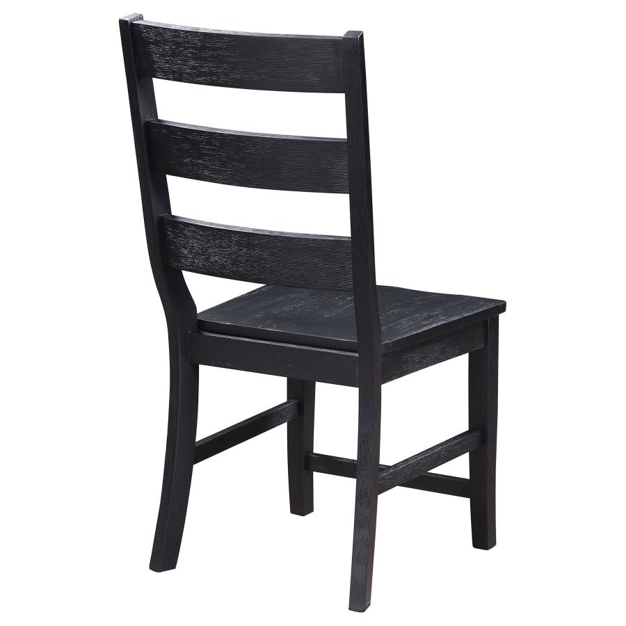 (image for) Newport Ladder Back Wood Dining Side Chair Black (Set of 2)