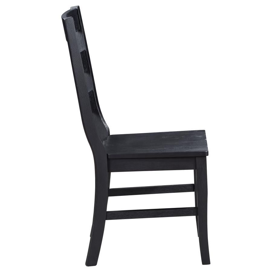 (image for) Newport Ladder Back Wood Dining Side Chair Black (Set of 2)