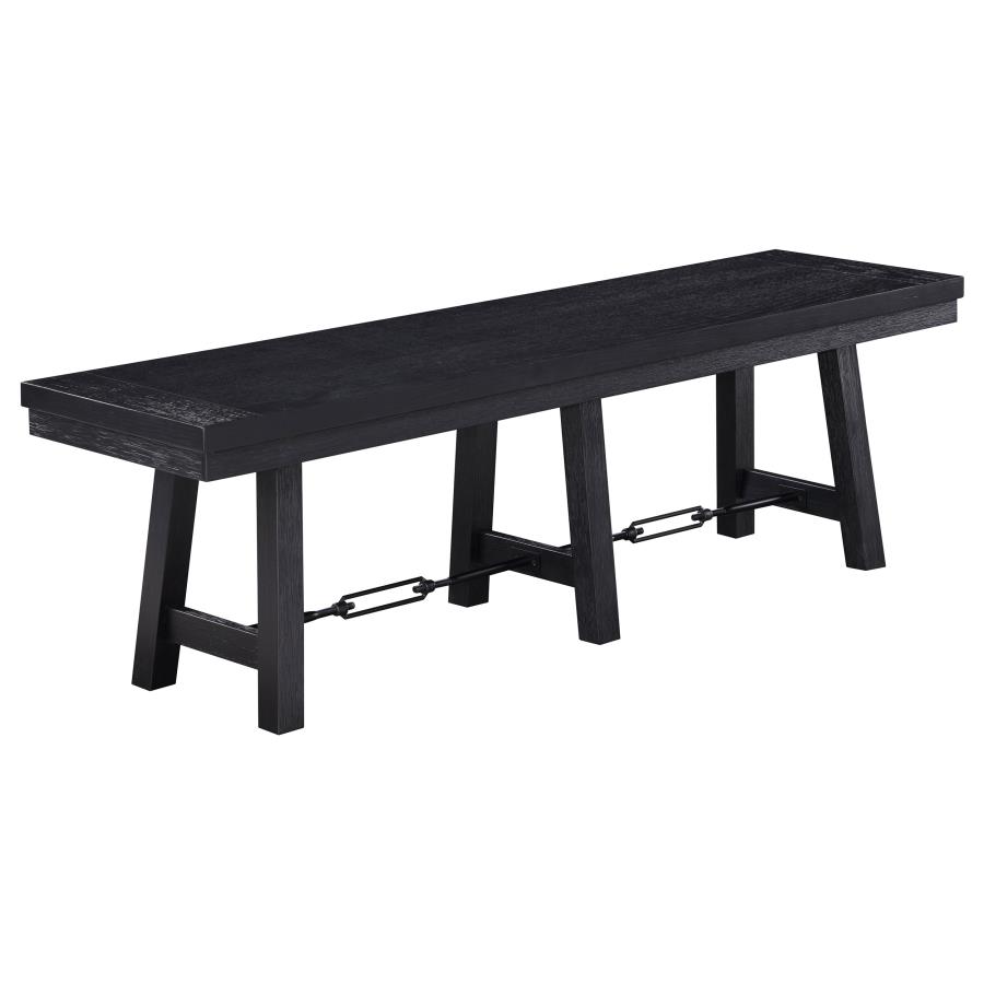 (image for) Newport Wood Trestle Base Dining Bench Black - Click Image to Close