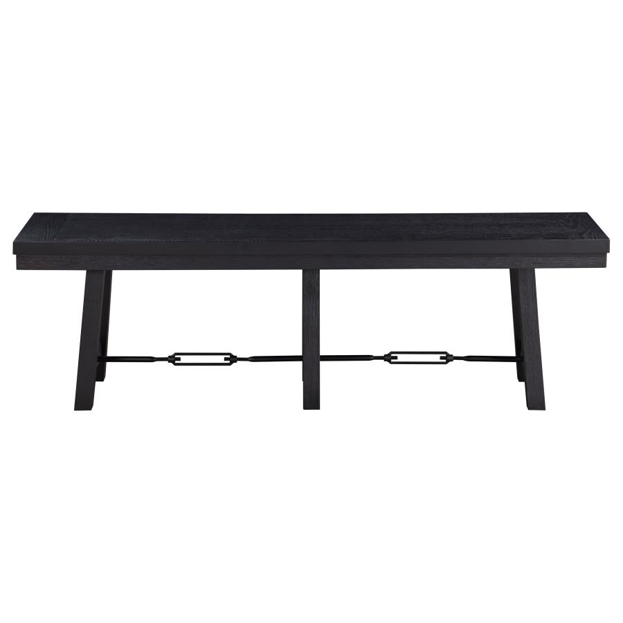 (image for) Newport Wood Trestle Base Dining Bench Black