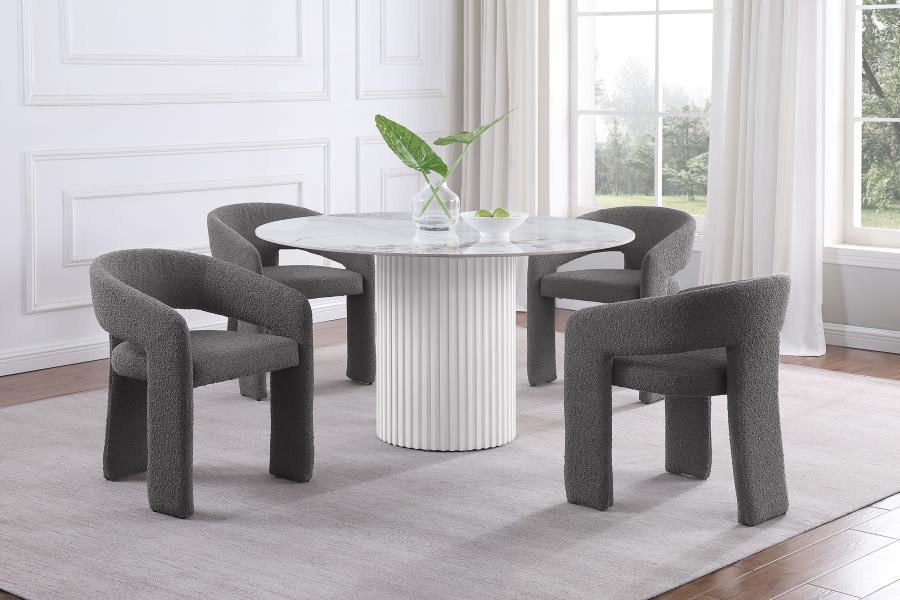 (image for) Eudora Boucle Upholstered Dining Arm Chair Grey