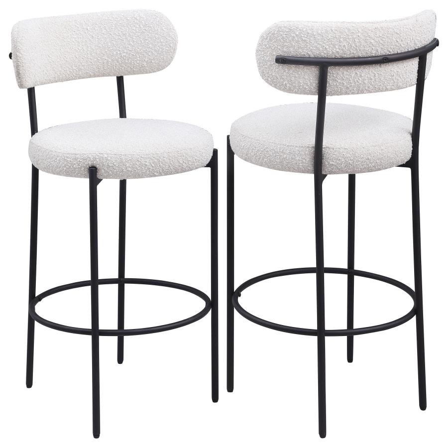 (image for) Viola Boucle Upholstered Bar Chair Cream (Set of 2) - Click Image to Close