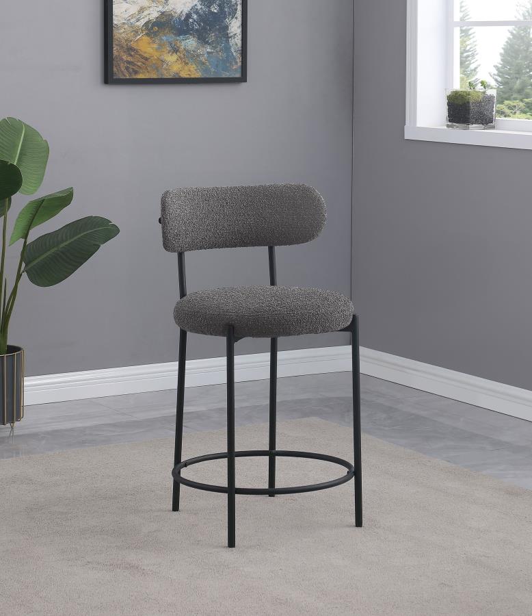 (image for) Viola Boucle Upholstered Counter Chair Grey (Set of 2)