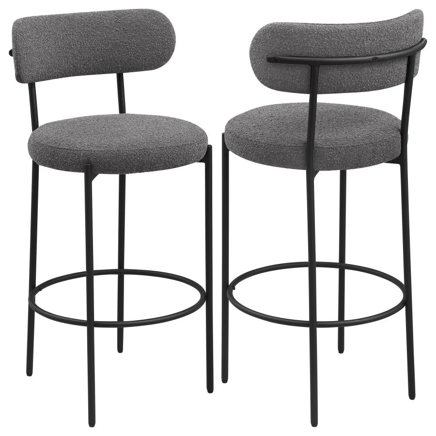 (image for) Viola Boucle Upholstered Bar Chair Grey (Set of 2)