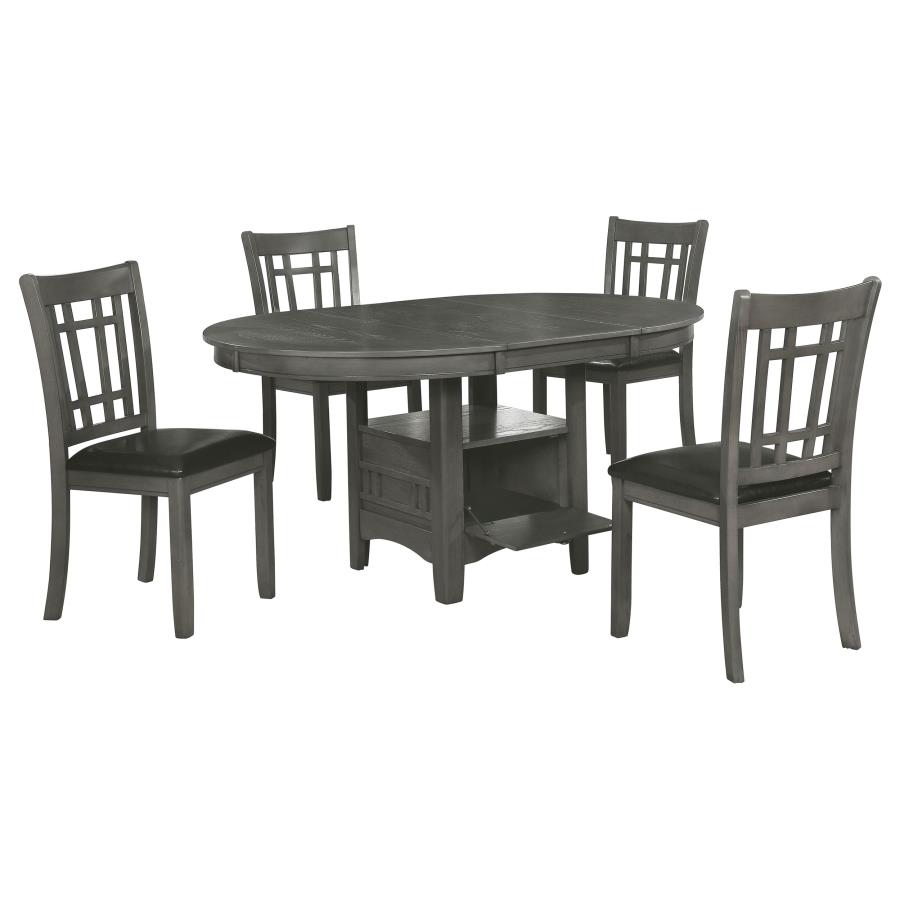 (image for) Lavon 5-piece Oval Extension Leaf Dining Set Medium Grey