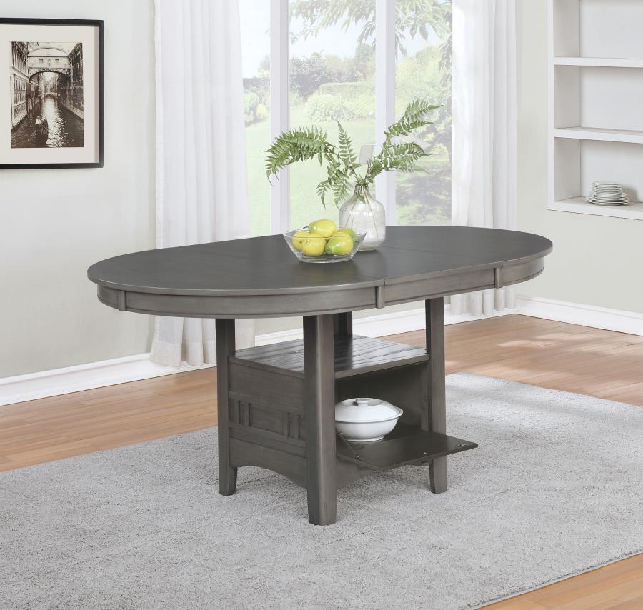 (image for) Lavon Oval 60-inch Extension Leaf Dining Table Medium Grey