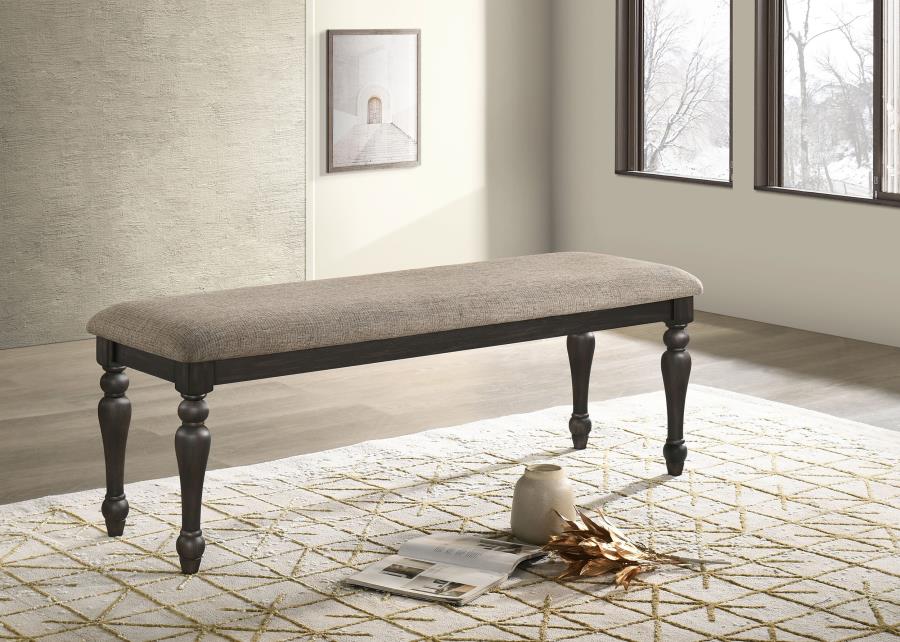 (image for) Bridget Fabric Upholstered Dining Bench Stone and Charcoal