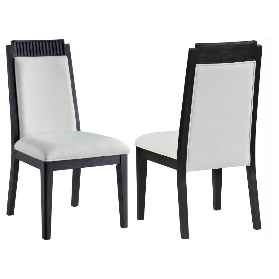 (image for) Brookmead Wood Dining Side Chair Ivory and Black (Set of 2) - Click Image to Close