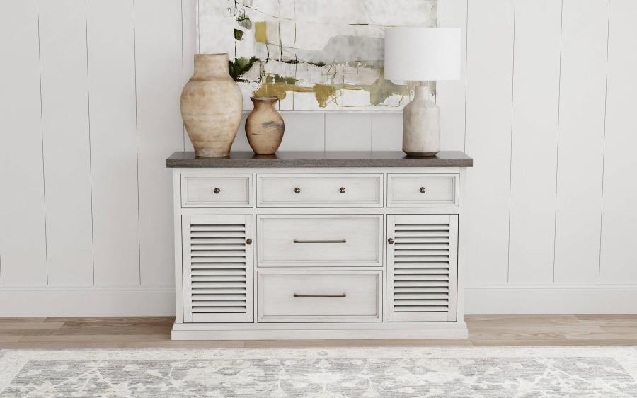 (image for) Aventine 5-drawer Sideboard Buffet Cabinet Vintage White