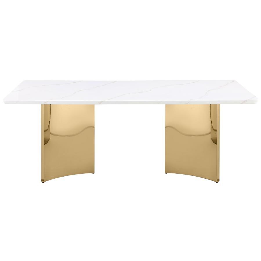 (image for) Tevlin Rectangular 79-inch Marble Top Dining Table White