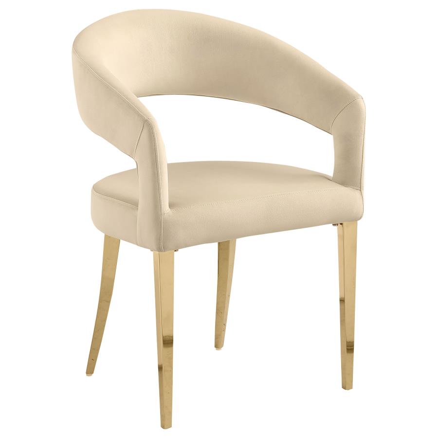 (image for) Galiano Velvet Upholstered Dining Arm Chair Beige (Set of 2)