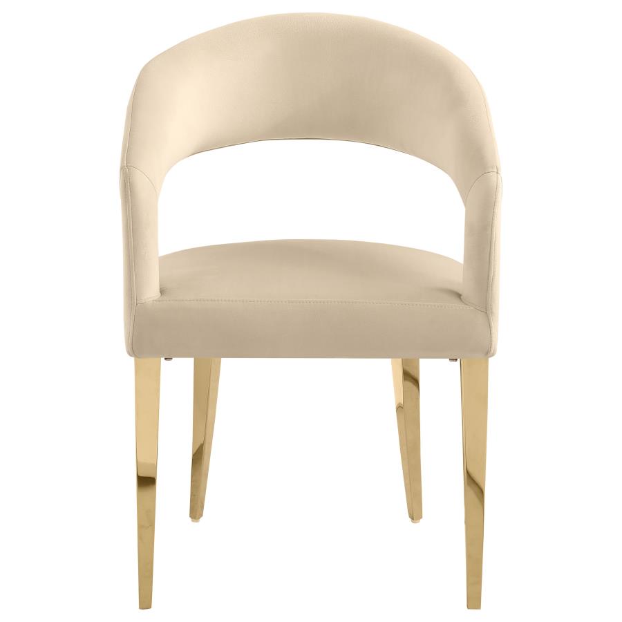 (image for) Galiano Velvet Upholstered Dining Arm Chair Beige (Set of 2)