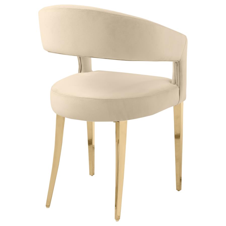 (image for) Galiano Velvet Upholstered Dining Arm Chair Beige (Set of 2)