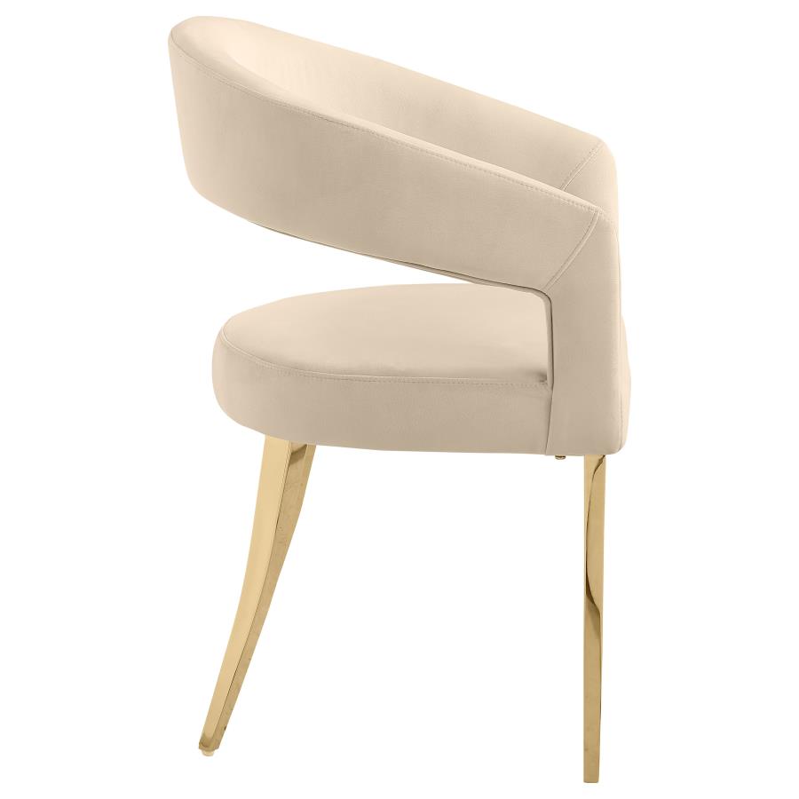 (image for) Galiano Velvet Upholstered Dining Arm Chair Beige (Set of 2)