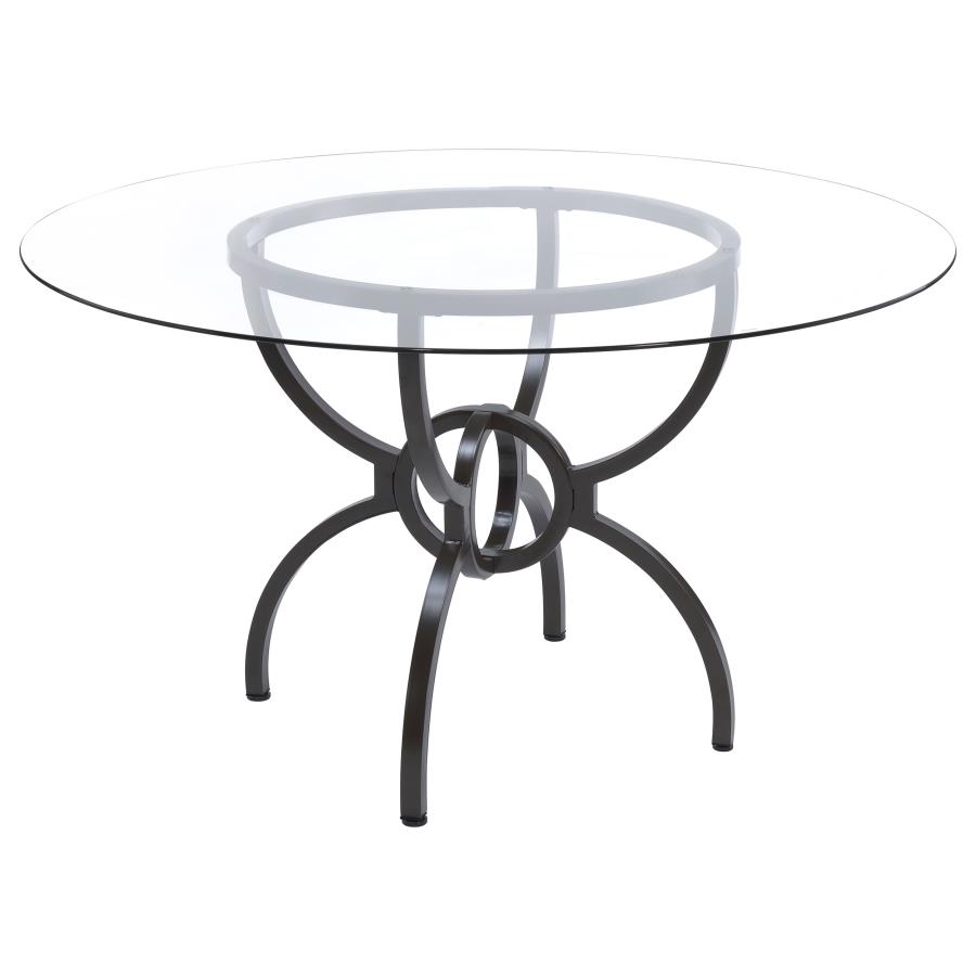 (image for) Aviano 5-piece Round Glass Top Dining Table Set Gunmetal