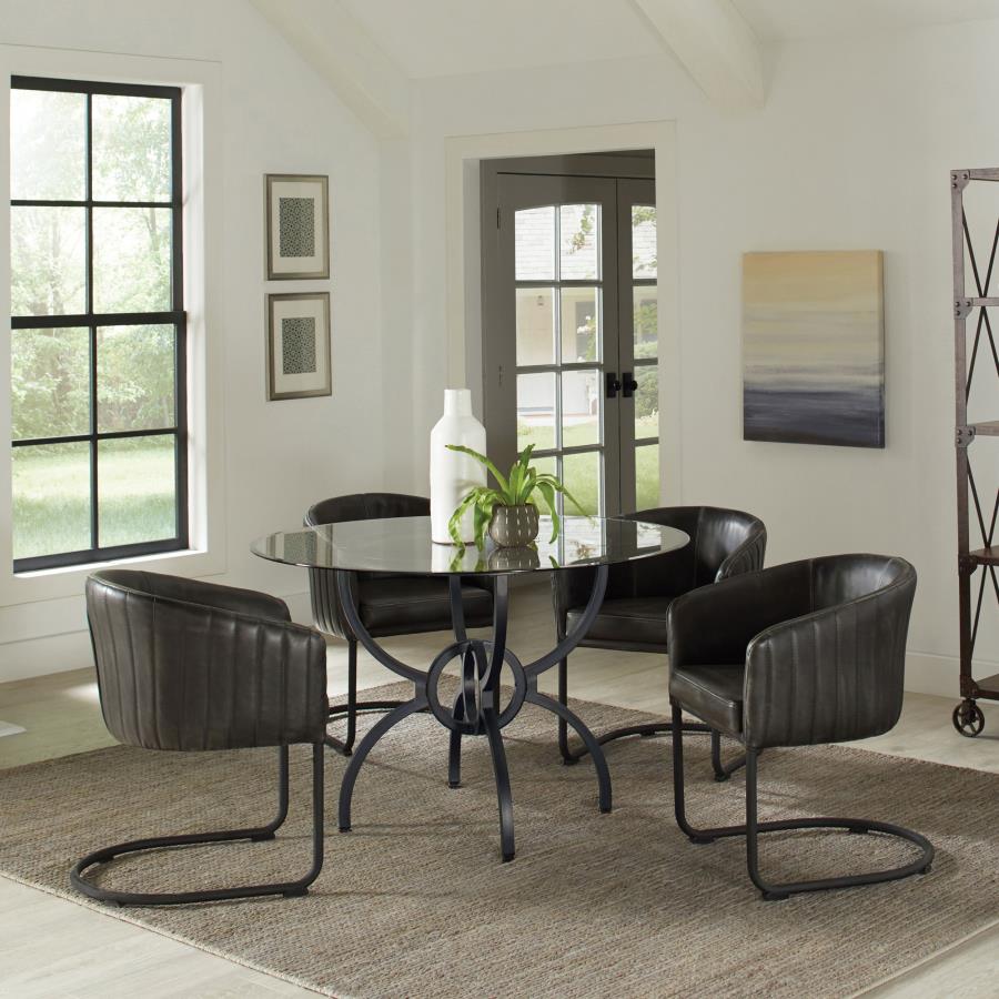 (image for) Aviano Round Metal Dining Table Base Gunmetal